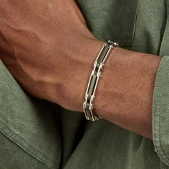 JOURDAN Bracelet Homme El Castillo Acier Bicolore Noir Et Blanc Outlet