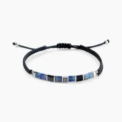 JOURDAN Bracelet Jahan Acier Argenté Lapis Lazuli Agate Discount