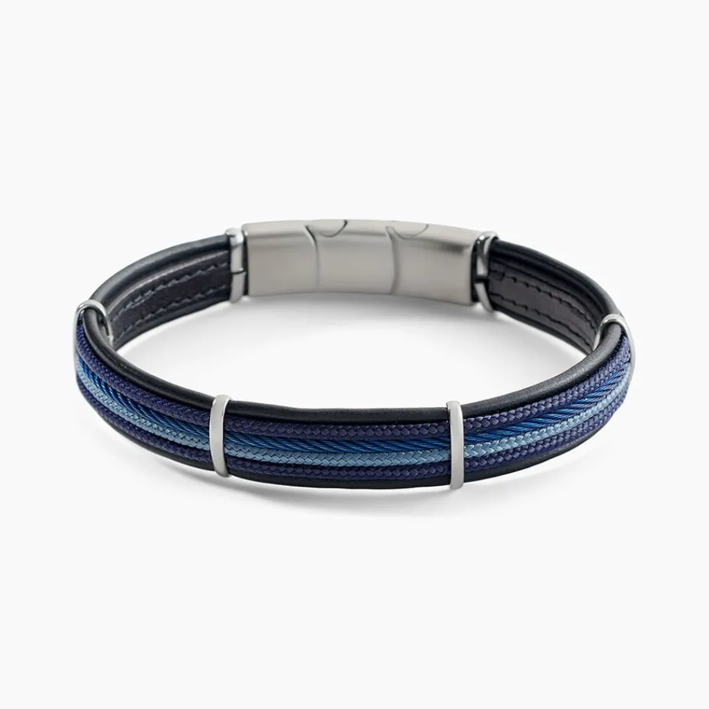 JOURDAN Bracelet Marin Cuir Multicolore Outlet