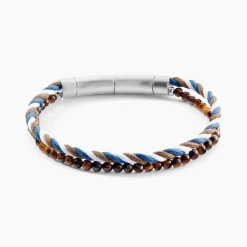 JOURDAN Bracelet Renatus Acier Argenté Oeil De Tigre Discount