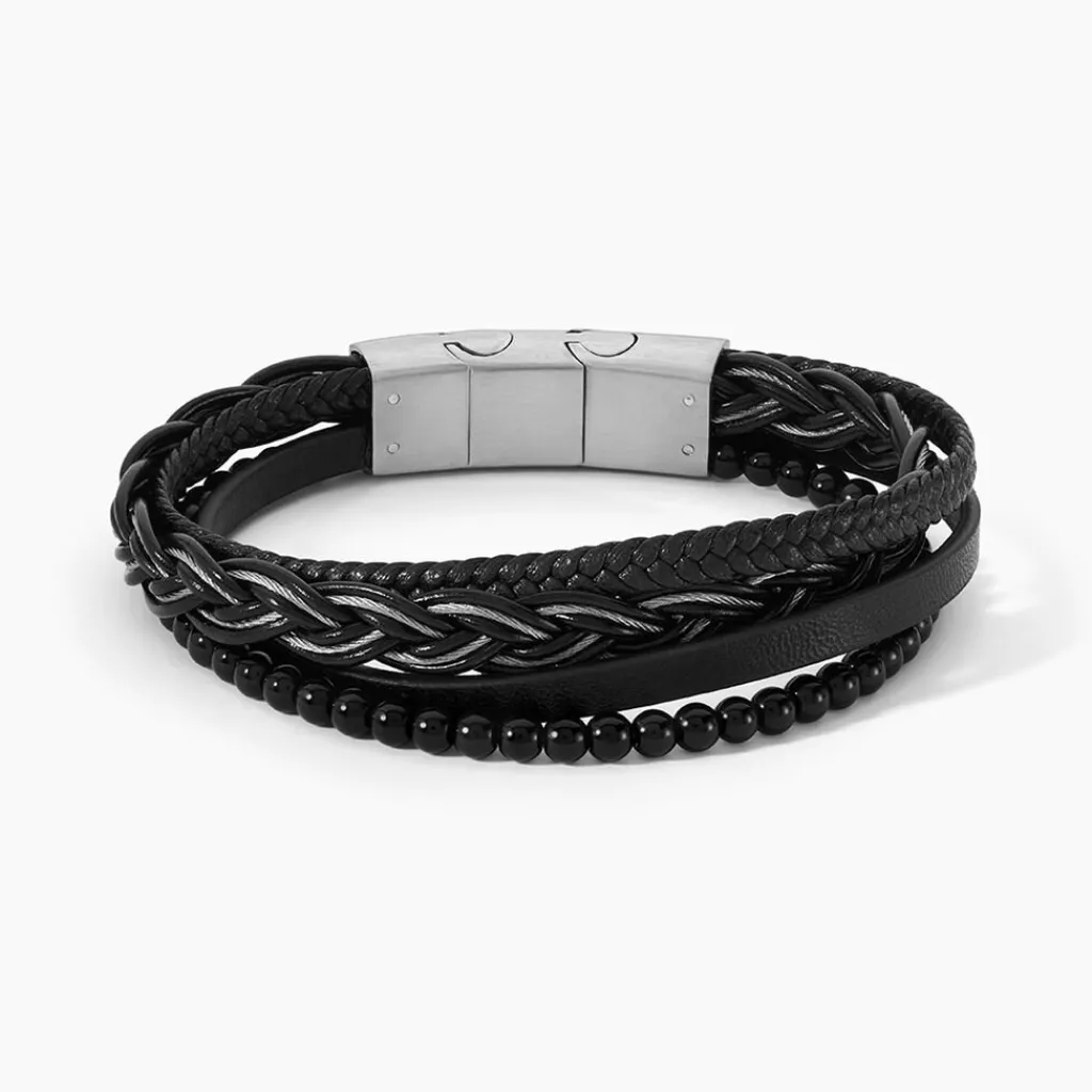 JOURDAN Bracelet Tex Cuir Noir Onyx Best