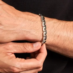 JOURDAN Bracelet Wild Acier Blanc Et Noir Hot