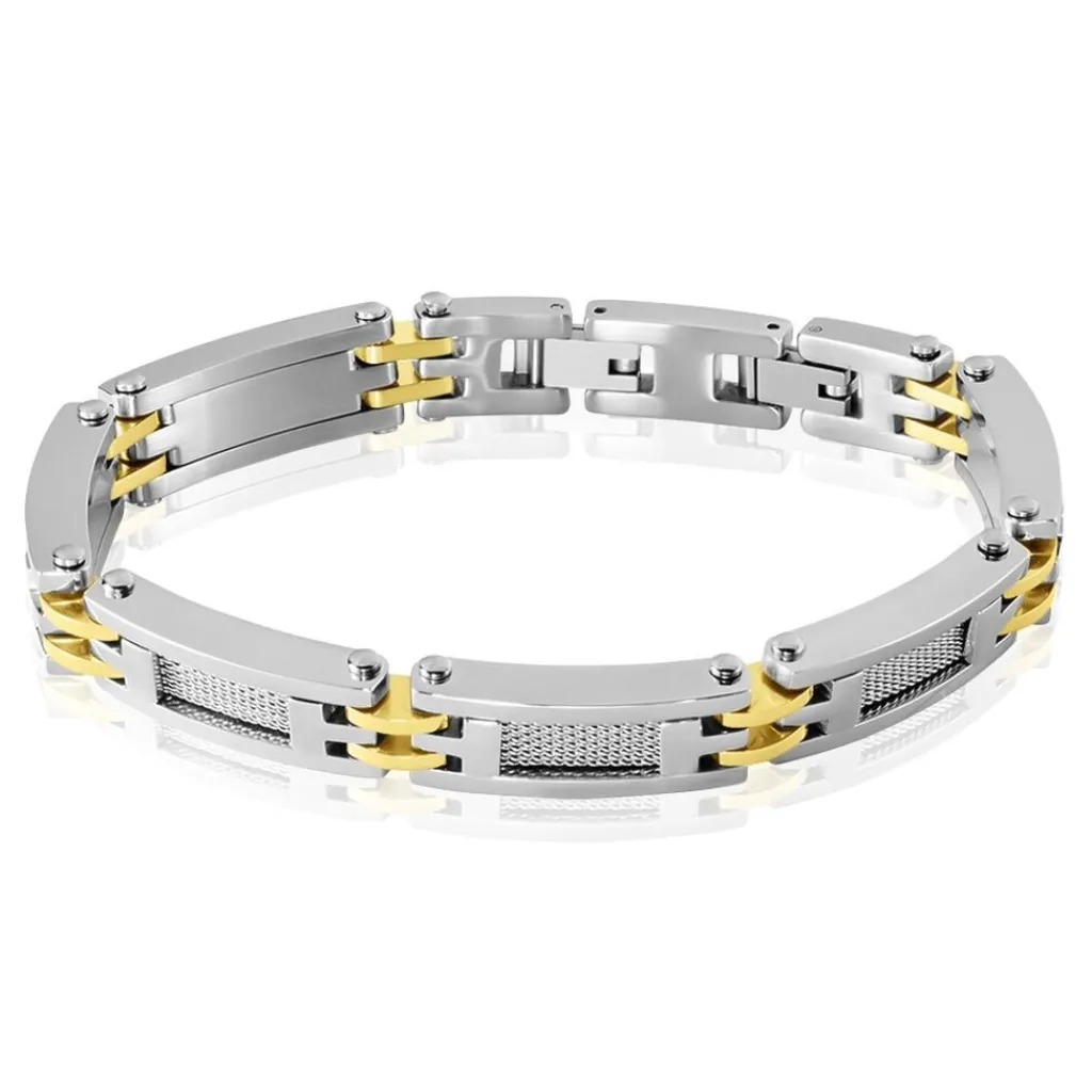 JOURDAN Bracelet Zephir Dore / Blanc acier bicolore Clearance