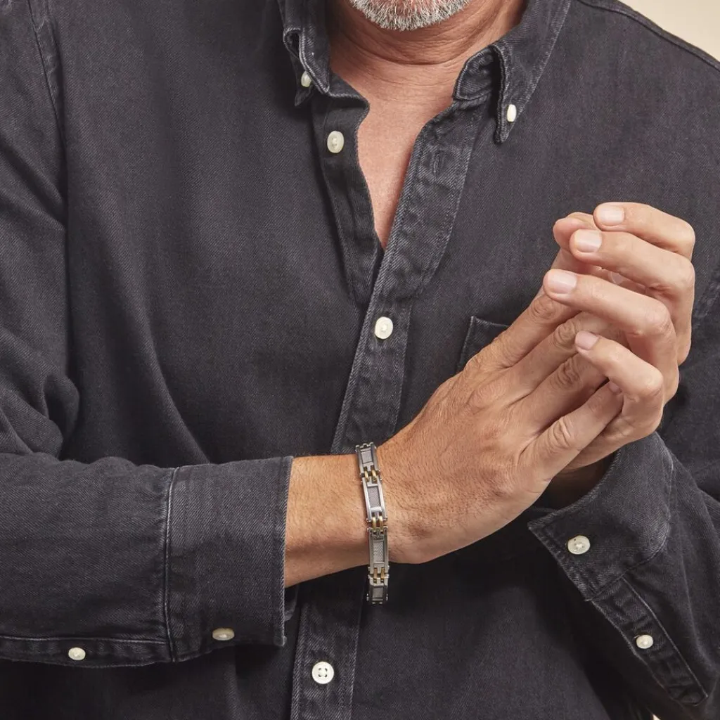 JOURDAN Bracelet Zephir Acier Bicolore Dore / Blanc Clearance