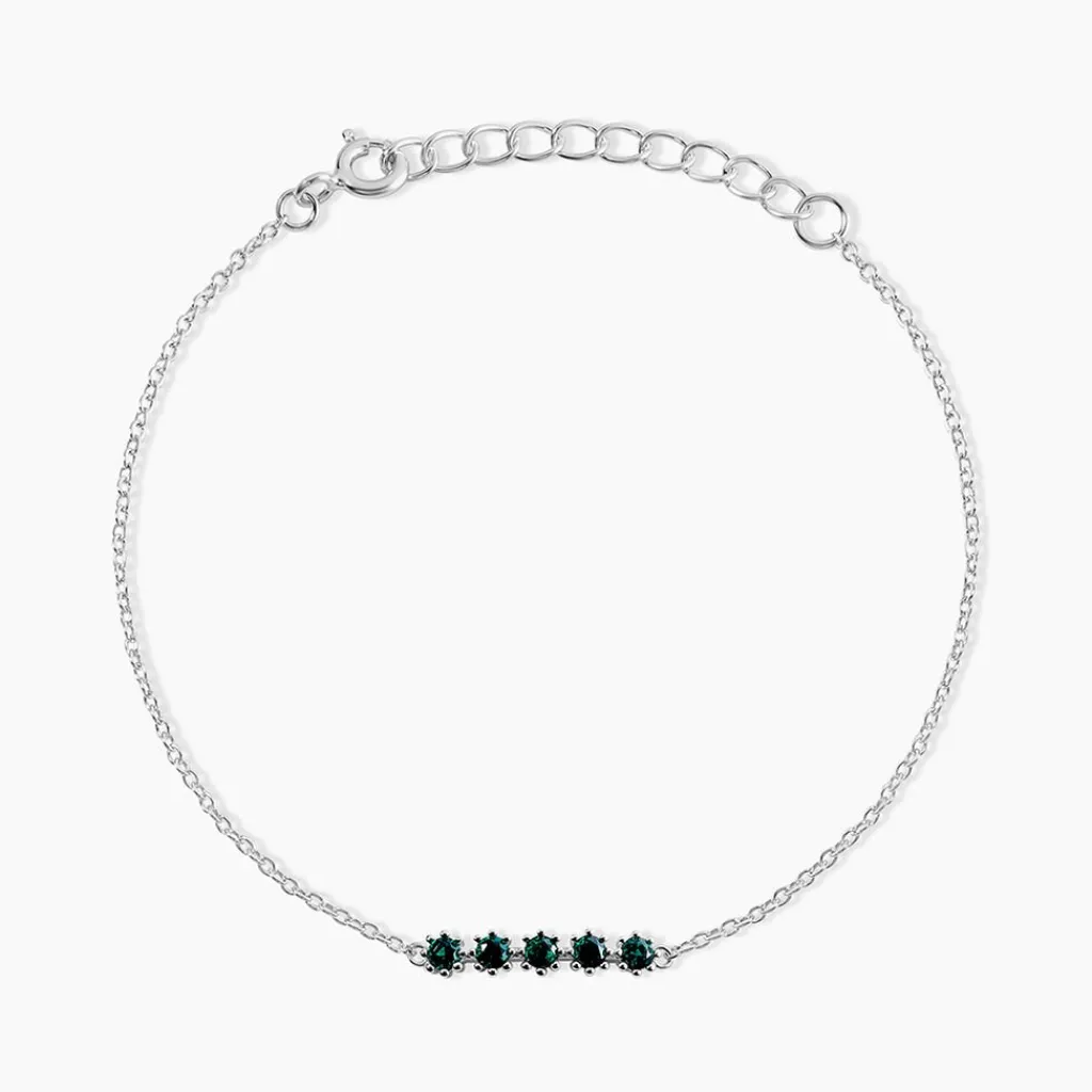 Histoire d'Or Bracelet Karrie Argent Blanc Oxyde De Zirconium argent blanc oxyde vert Discount