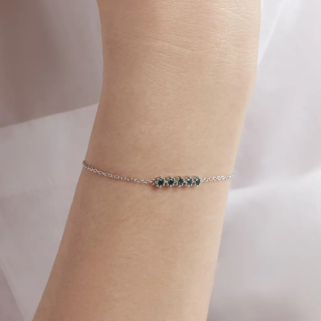 Histoire d'Or Bracelet Karrie Argent Blanc Oxyde De Zirconium argent blanc oxyde vert Discount