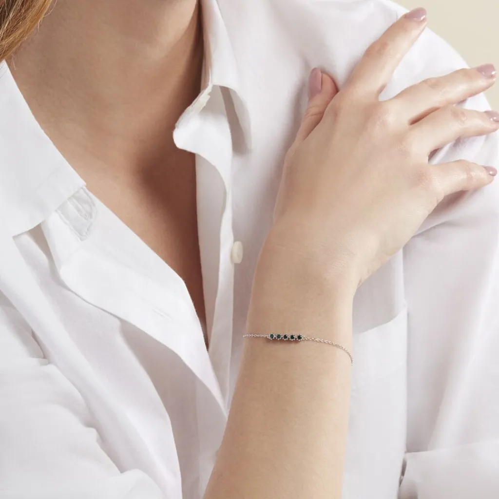 Histoire d'Or Bracelet Karrie Argent Blanc Oxyde De Zirconium argent blanc oxyde vert Discount