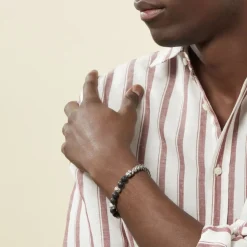 Histoire d'Or Bracelet Kiyo Acier Blanc Pierre De Lave Outlet