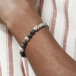 Histoire d'Or Bracelet Kiyo Acier Blanc Pierre De Lave Outlet