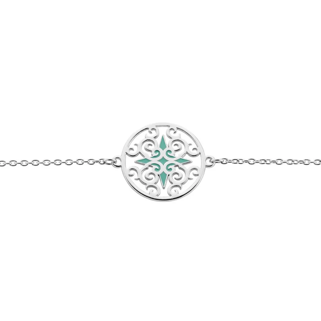 Histoire d'Or Bracelet Krysia Argent Blanc Email Turquoise Outlet