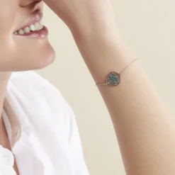 Histoire d'Or Bracelet Krysia Argent Blanc Email Turquoise Outlet