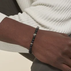 Histoire d'Or Bracelet Labhras Acier Blanc Agate acier blanc agate noire Clearance