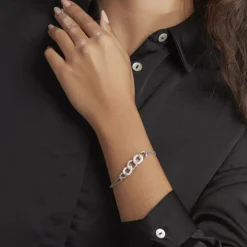 Histoire d'Or Bracelet Link Argent Blanc Céramique Et Oxyde De Zirconium argent blanc céramique blanche Best