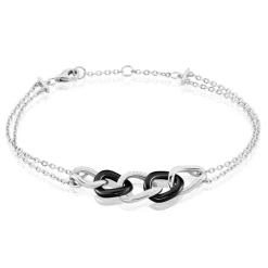 Histoire d'Or Bracelet Link Argent Blanc Céramique Et Oxyde De Zirconium argent blanc céramique noire Online