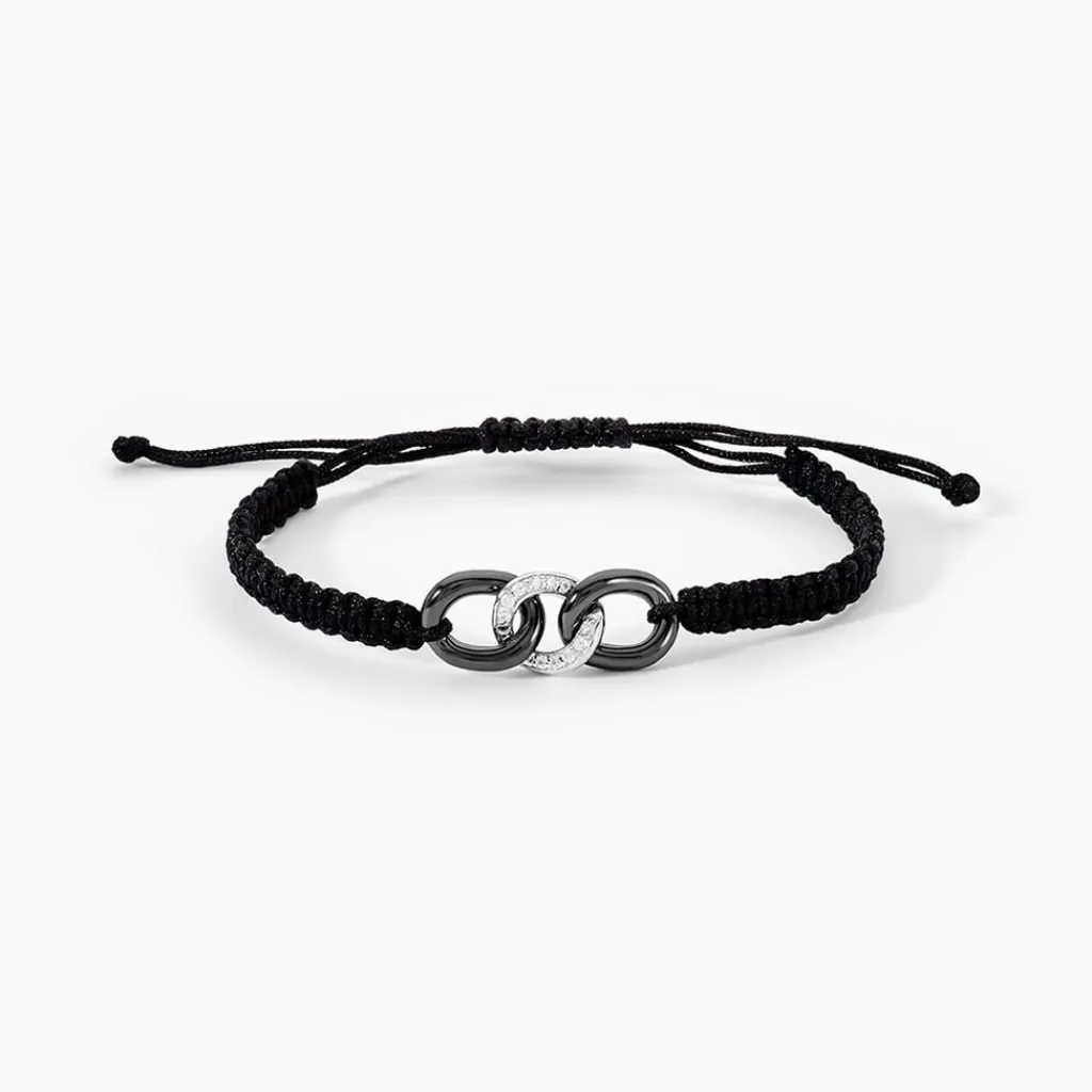 Histoire d'Or Bracelet Link Argent Blanc Oxyde De Zirconium Et Céramique argent blanc céramique noire Outlet