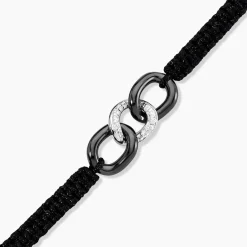 Histoire d'Or Bracelet Link Argent Blanc Oxyde De Zirconium Et Céramique argent blanc céramique noire Outlet