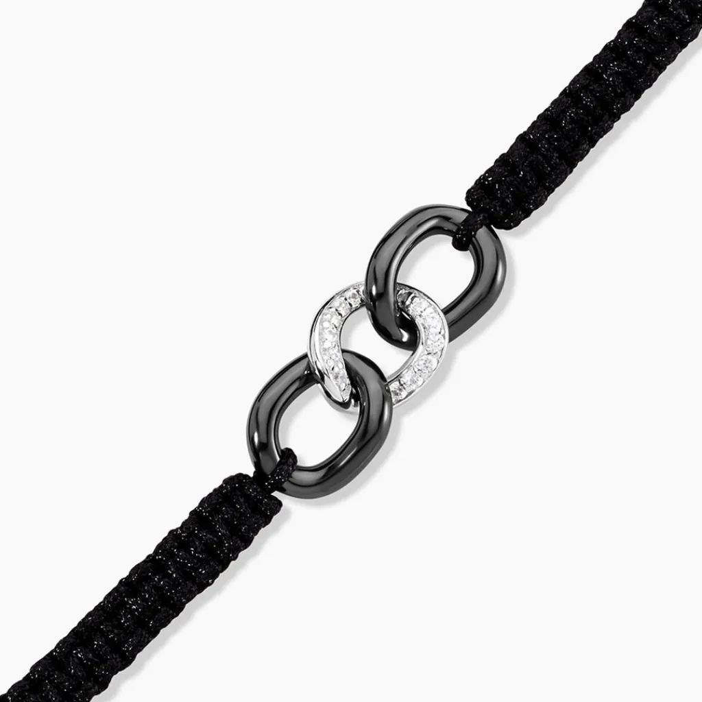 Histoire d'Or Bracelet Link Argent Blanc Oxyde De Zirconium Et Céramique argent blanc céramique noire Outlet