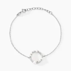 Histoire d'Or Bracelet Lua Argent Blanc Oxyde De Zirconium Perle De Culture New