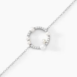 Histoire d'Or Bracelet Lua Argent Blanc Oxyde De Zirconium Perle De Culture New