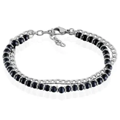 Histoire d'Or Bracelet Magalos Acier Blanc Onyx Outlet