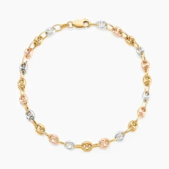 Histoire d'Or Bracelet Maille Dami Maille Grain De Cafe or tricolore Outlet