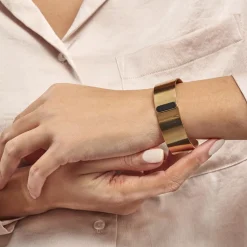 Histoire d'Or Bracelet Manchette Acier Doré Volcanus Agate Outlet