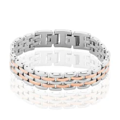 Histoire d'Or Bracelet Mareva Maille Grain De Riz Acier Bicolore Outlet