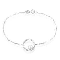 Histoire d'Or Bracelet Marthe Argent Blanc Perle De Culture Et Oxyde De Zirconium New