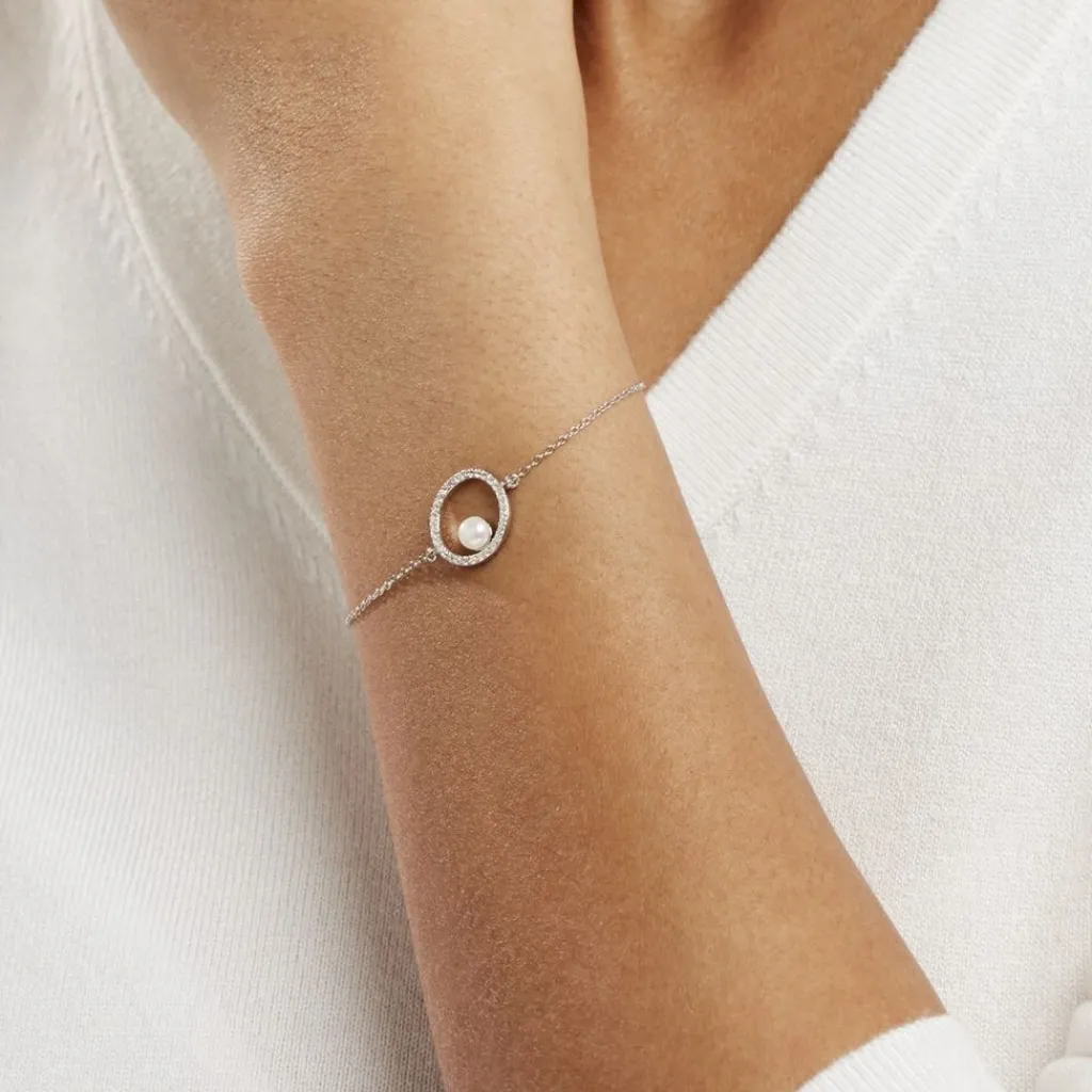Histoire d'Or Bracelet Marthe Argent Blanc Perle De Culture Et Oxyde De Zirconium New