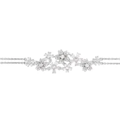 Histoire d'Or Bracelet Midnight Flower Argent Blanc Oxyde De Zirconium New