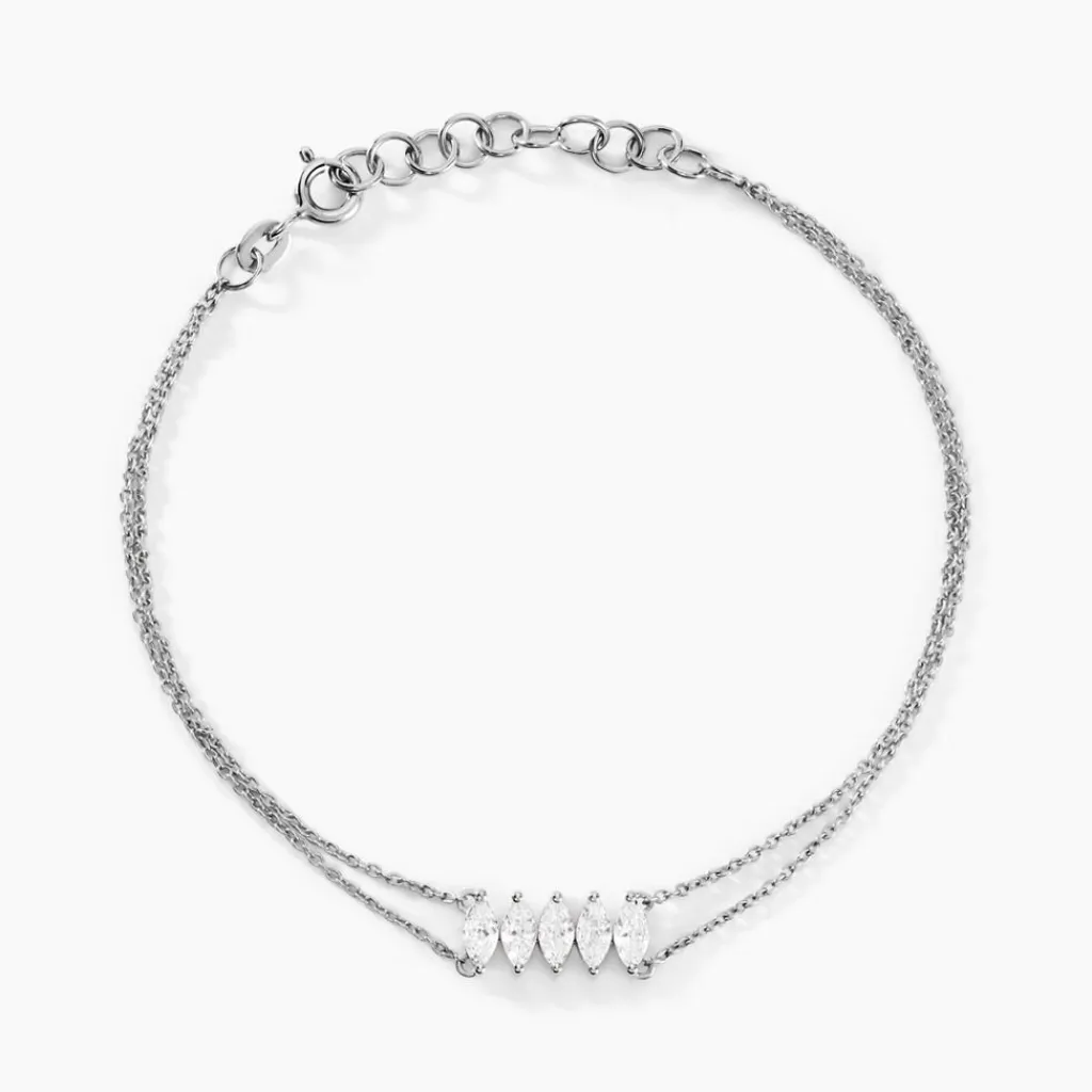 Histoire d'Or Bracelet Navette Argent Blanc Oxyde De Zirconium Sale
