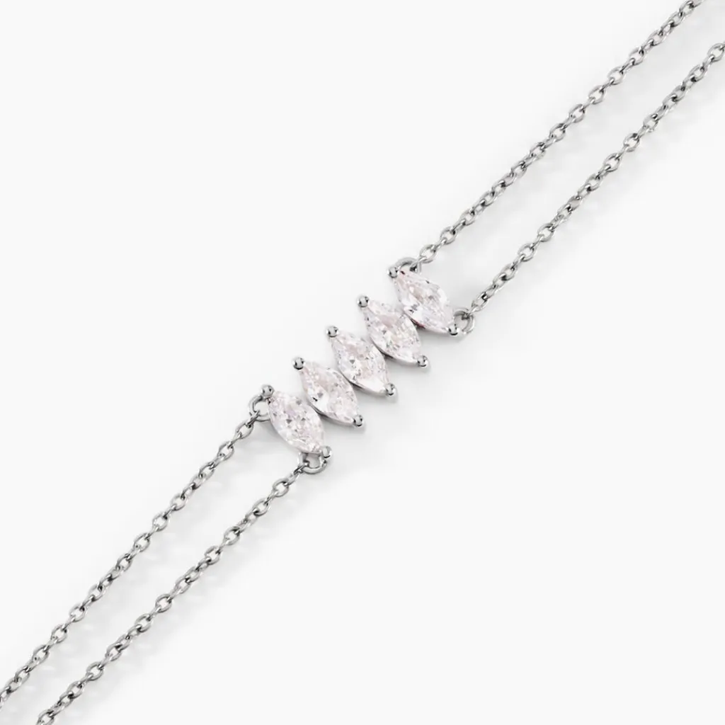 Histoire d'Or Bracelet Navette Argent Blanc Oxyde De Zirconium Sale