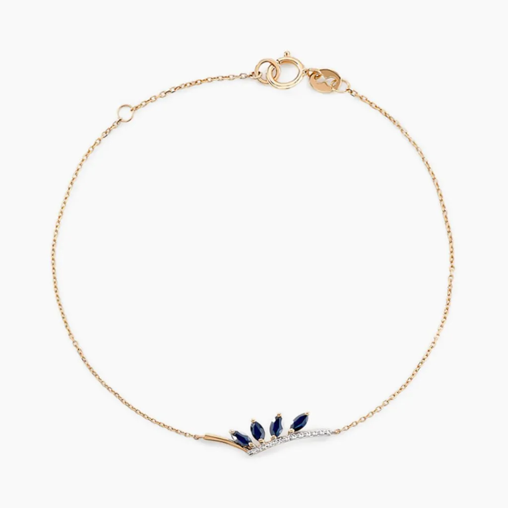 Histoire d'Or Bracelet Navette Diamant or jaune saphir Discount