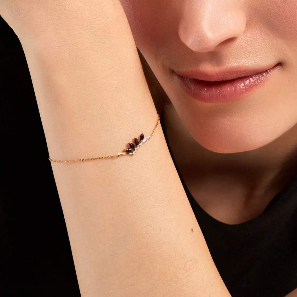 Histoire d'Or Bracelet Navette Diamant or jaune saphir Discount