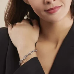 Histoire d'Or Bracelet Nazima Maille Marine Argent Blanc Clearance