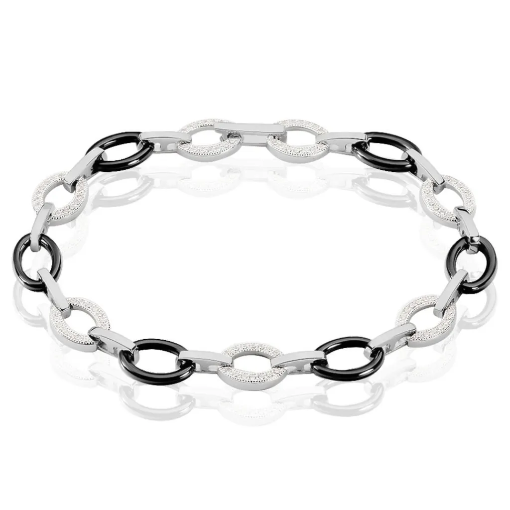 Histoire d'Or Bracelet Nowell Argent Blanc Oxyde De Zirconium Et Céramique Clearance