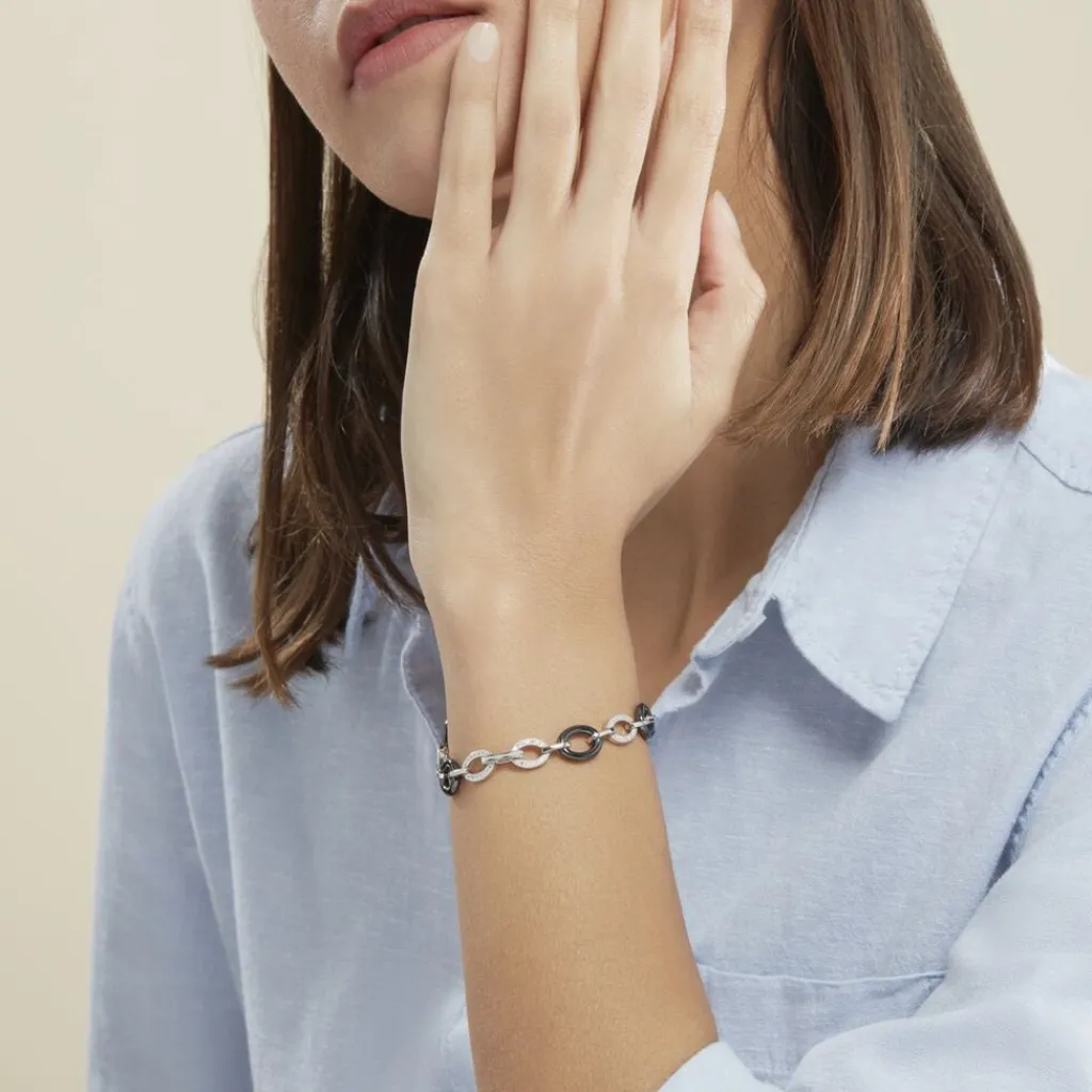 Histoire d'Or Bracelet Nowell Argent Blanc Oxyde De Zirconium Et Céramique Clearance