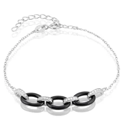 Histoire d'Or Bracelet Nowell Argent Blanc Oxyde De Zirconium Et Céramique Sale