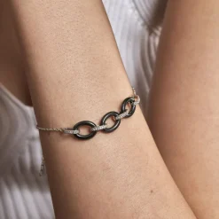 Histoire d'Or Bracelet Nowell Argent Blanc Oxyde De Zirconium Et Céramique Sale