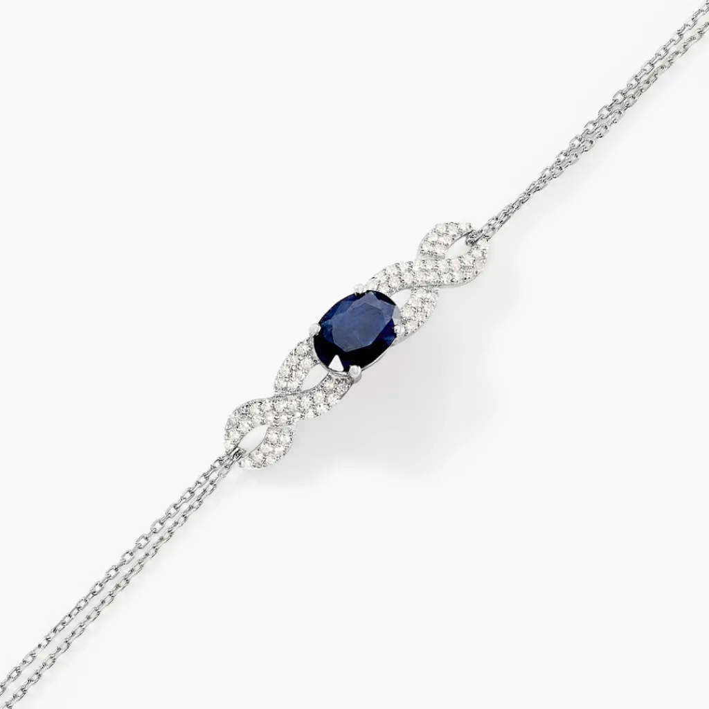 Histoire d'Or Bracelet Oceania Or Blanc Saphir Et Diamant Hot
