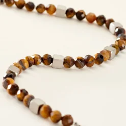 Histoire d'Or Bracelet Oleg Acier Blanc Oeil De Tigre Discount