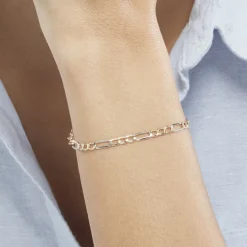 Histoire d'Or Bracelet Or Bicolore Maille Alternée 1/3 New