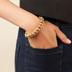 Histoire d'Or Bracelet Perles Solaires Acier Jaune Hot