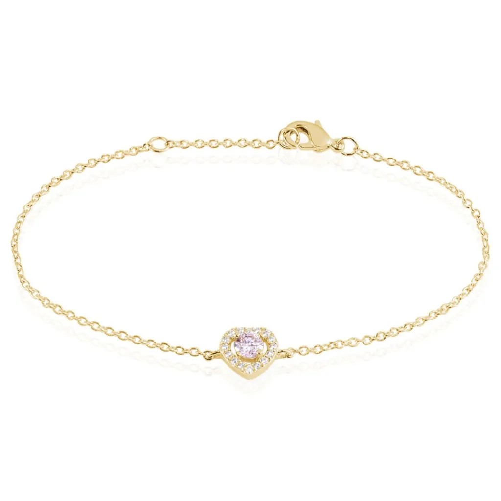 Histoire d'Or Bracelet Plaqué Or Jaune Alais Oxyde De Zirconium plaqué or jaune oxyde rose Sale