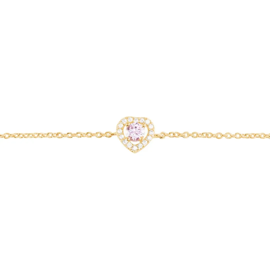 Histoire d'Or Bracelet Plaqué Or Jaune Alais Oxyde De Zirconium plaqué or jaune oxyde rose Sale