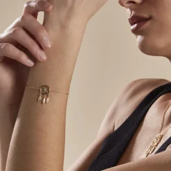 Histoire d'Or Bracelet Plaqué Or Jaune Attrape Rêves Turquoise Bleue Outlet