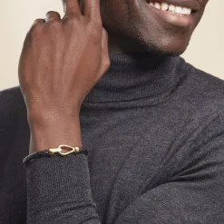 Histoire d'Or Bracelet Plaqué Or Steve Cuir Online