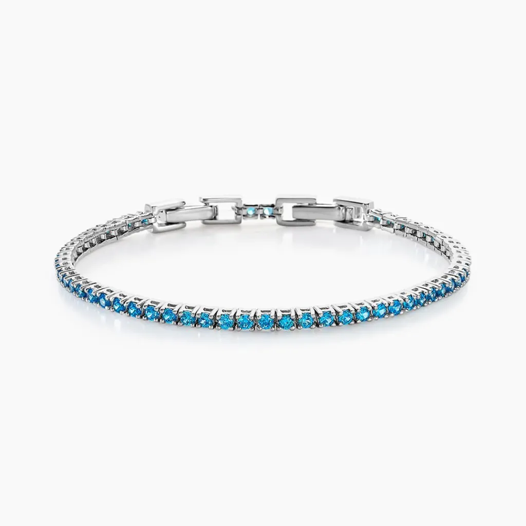 Histoire d'Or Bracelet Rio Tennis Argent Blanc Oxyde De Zirconium argent blanc oxyde bleu Hot