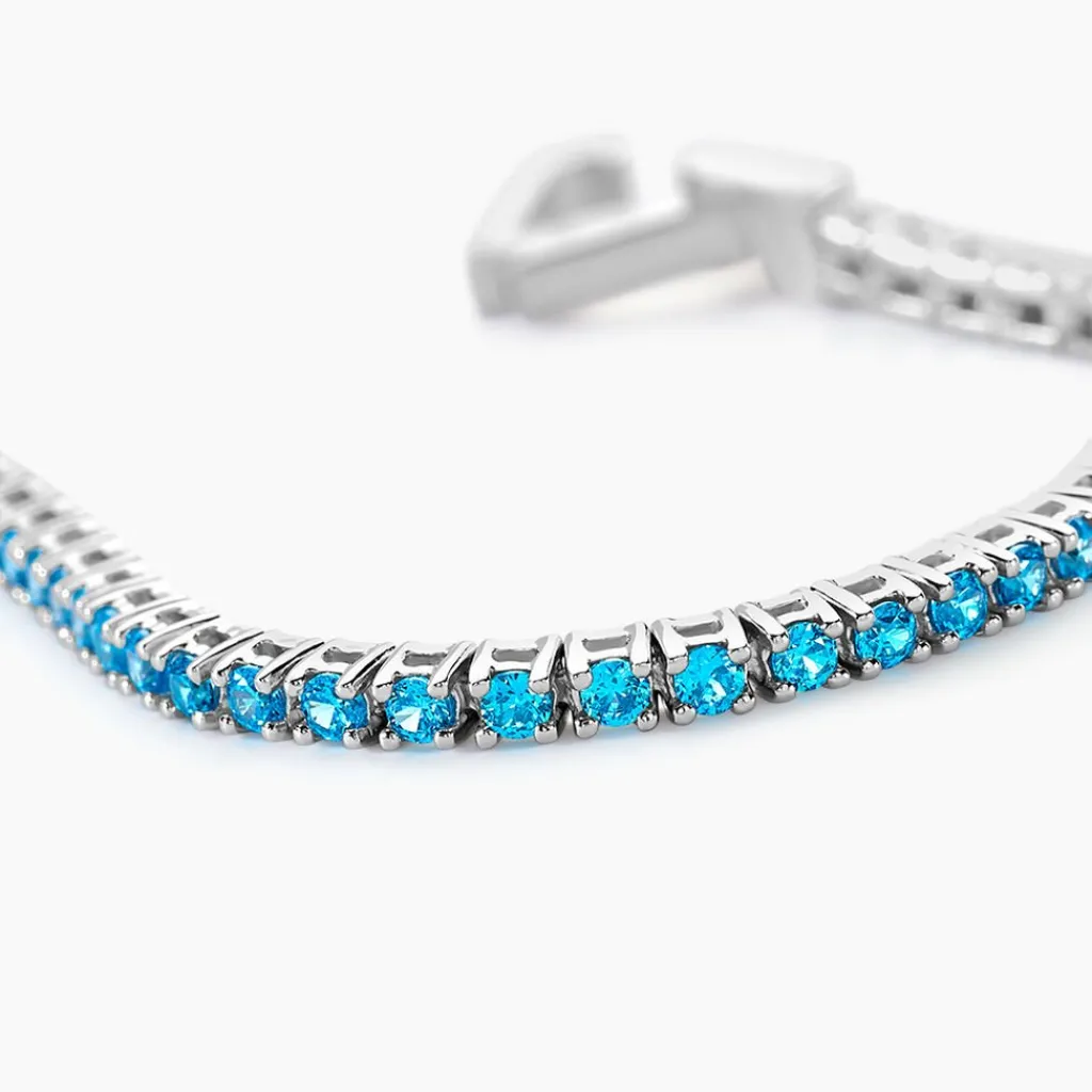Histoire d'Or Bracelet Rio Tennis Argent Blanc Oxyde De Zirconium argent blanc oxyde bleu Hot