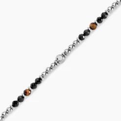 Histoire d'Or Bracelet Risor Acier Blanc Oeil De Tigre Agate